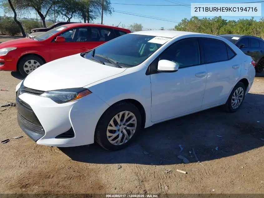 2T1BURHE9KC194716 2019 Toyota Corolla Le