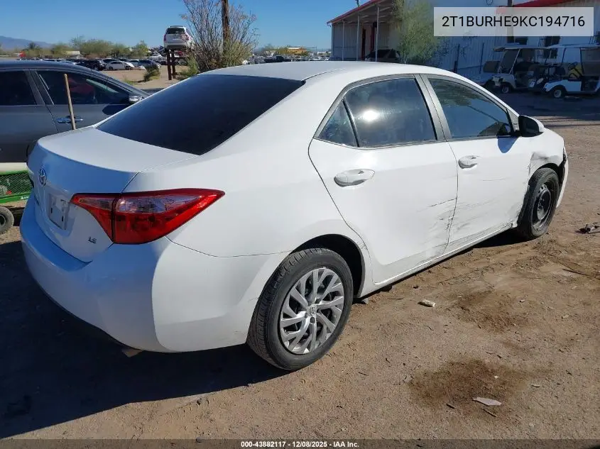 2T1BURHE9KC194716 2019 Toyota Corolla Le
