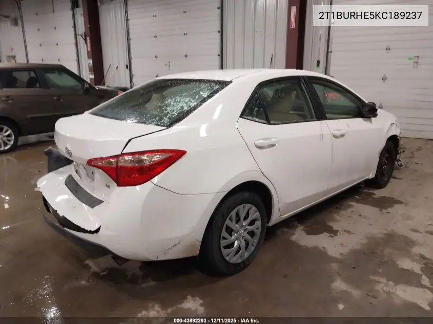 2T1BURHE5KC189237 2019 Toyota Corolla Le