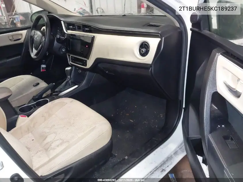 2T1BURHE5KC189237 2019 Toyota Corolla Le
