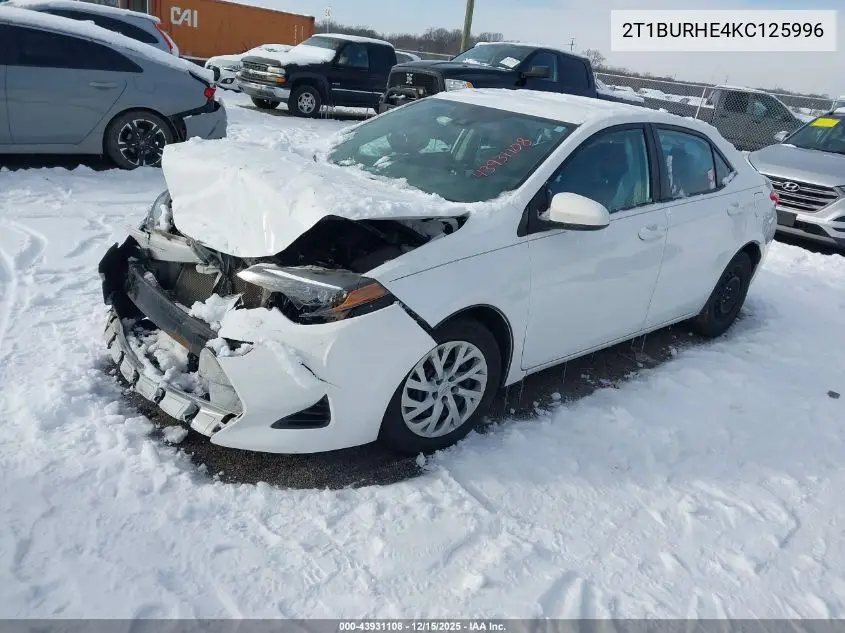 2T1BURHE4KC125996 2019 Toyota Corolla Le