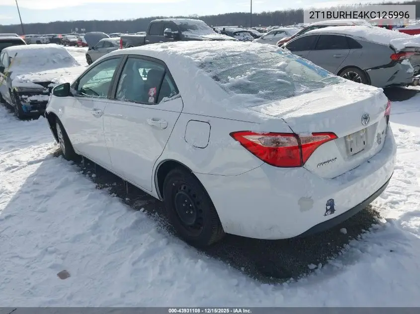 2T1BURHE4KC125996 2019 Toyota Corolla Le