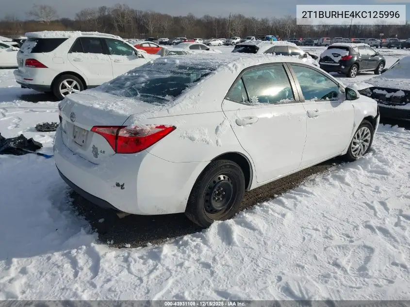 2T1BURHE4KC125996 2019 Toyota Corolla Le