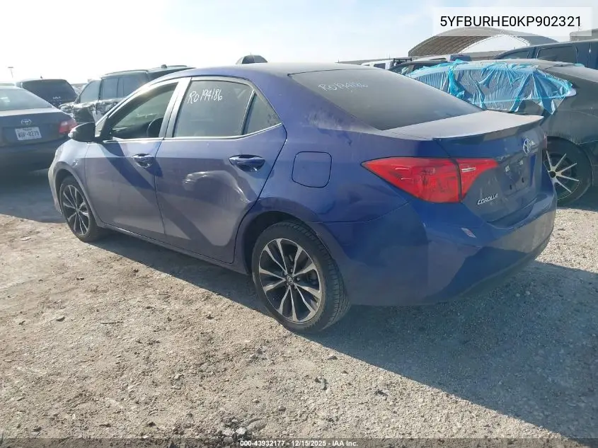 5YFBURHE0KP902321 2019 Toyota Corolla Se