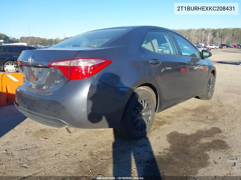 2T1BURHEXKC208431 2019 Toyota Corolla Le