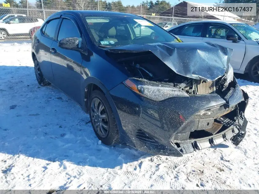 2T1BURHE2KC167437 2019 Toyota Corolla Le