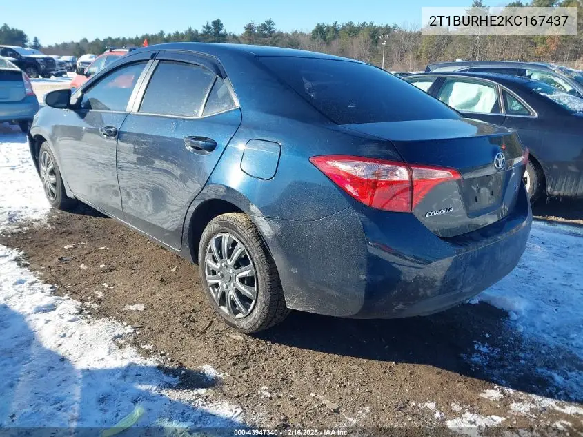 2T1BURHE2KC167437 2019 Toyota Corolla Le