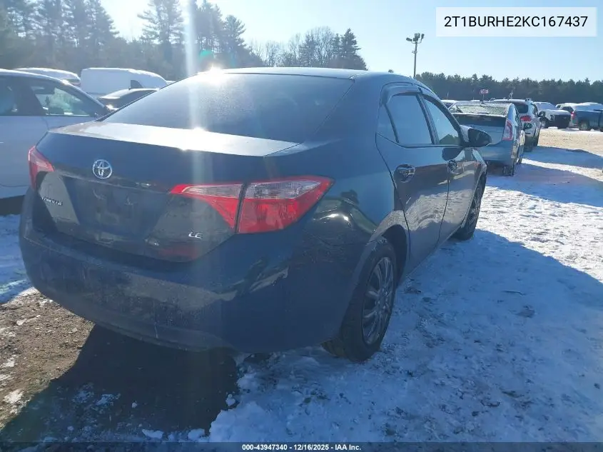 2T1BURHE2KC167437 2019 Toyota Corolla Le