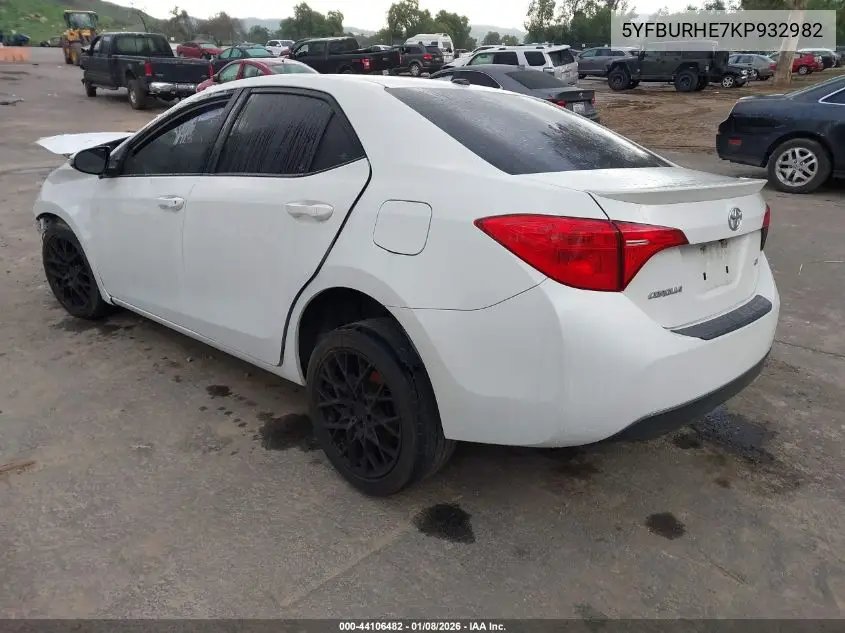 5YFBURHE7KP932982 2019 Toyota Corolla Se