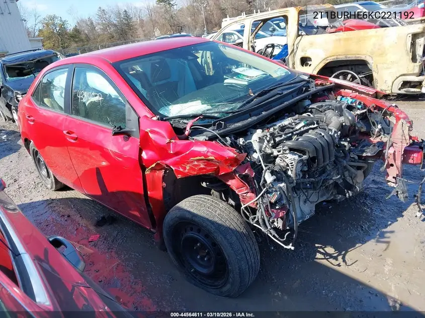 2T1BURHE6KC221192 2019 Toyota Corolla Le