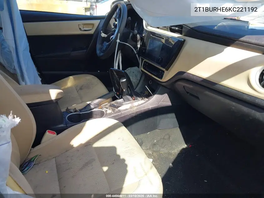 2T1BURHE6KC221192 2019 Toyota Corolla Le