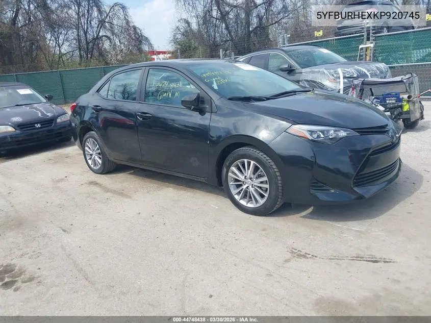 5YFBURHEXKP920745 2019 Toyota Corolla Le