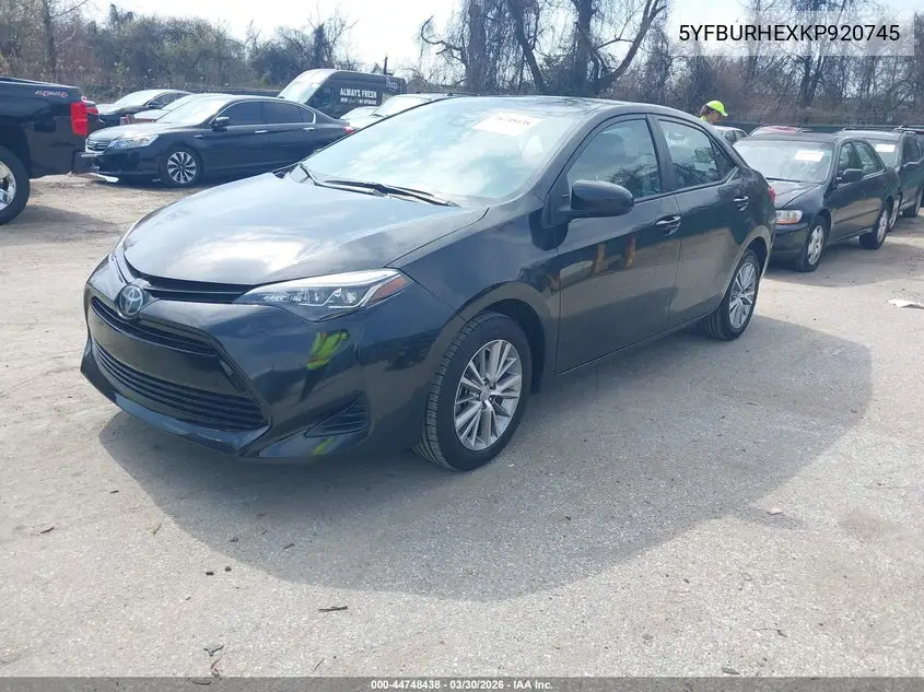 5YFBURHEXKP920745 2019 Toyota Corolla Le
