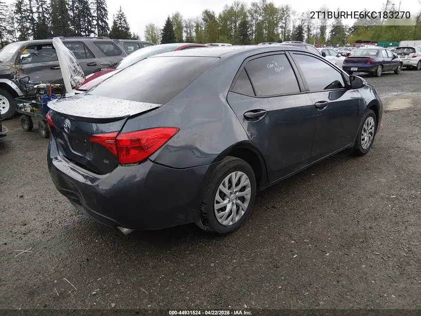 2T1BURHE6KC183270 2019 Toyota Corolla Se