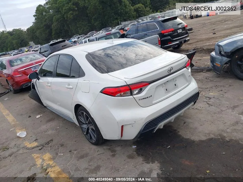 2020 Toyota Corolla Se/Night Shade VIN: JTDS4RCEXLJ002362 Lot: 40249040