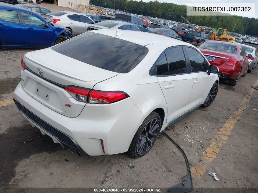 2020 Toyota Corolla Se/Night Shade VIN: JTDS4RCEXLJ002362 Lot: 40249040