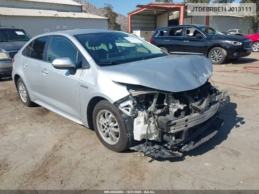 JTDEBRBE1LJ013111 2020 Toyota Corolla Hybrid Le