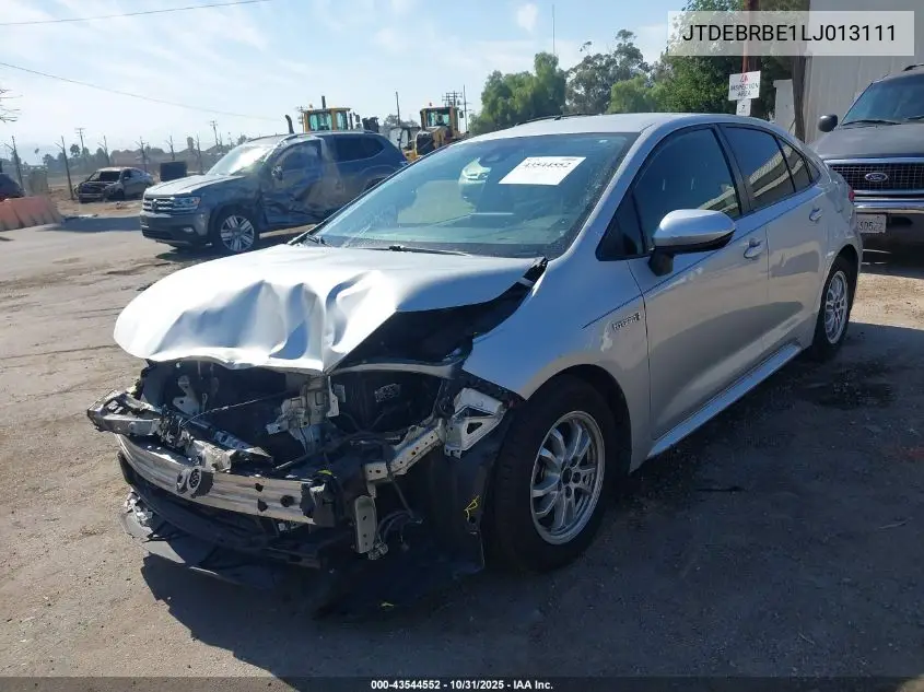 JTDEBRBE1LJ013111 2020 Toyota Corolla Hybrid Le