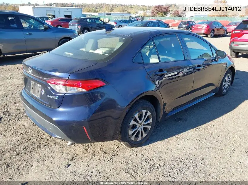 JTDEBRBE4LJ014012 2020 Toyota Corolla Hybrid Le