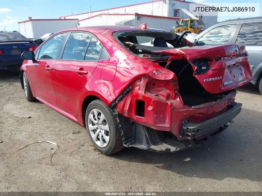 JTDEPRAE7LJ086910 2020 Toyota Corolla Le