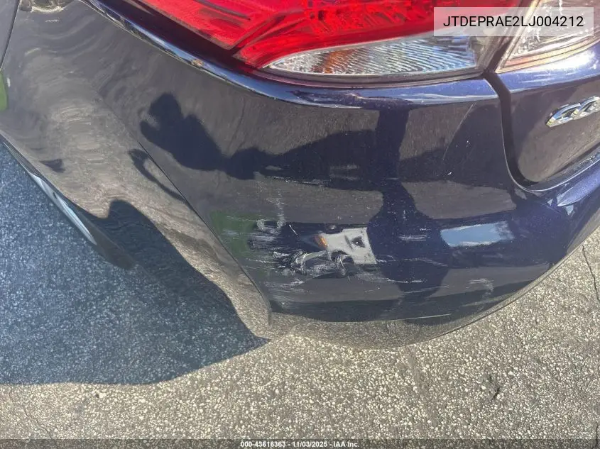 JTDEPRAE2LJ004212 2020 Toyota Corolla Le
