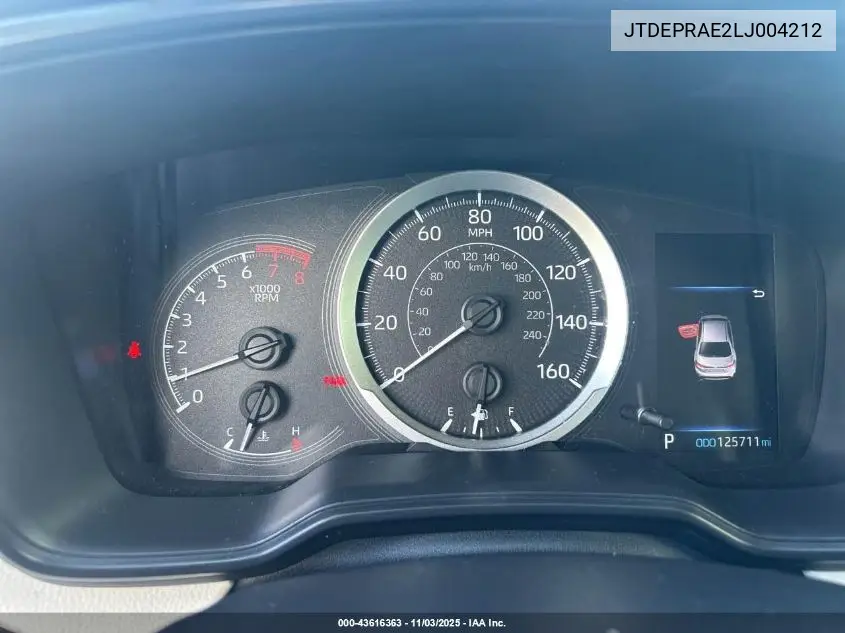 JTDEPRAE2LJ004212 2020 Toyota Corolla Le