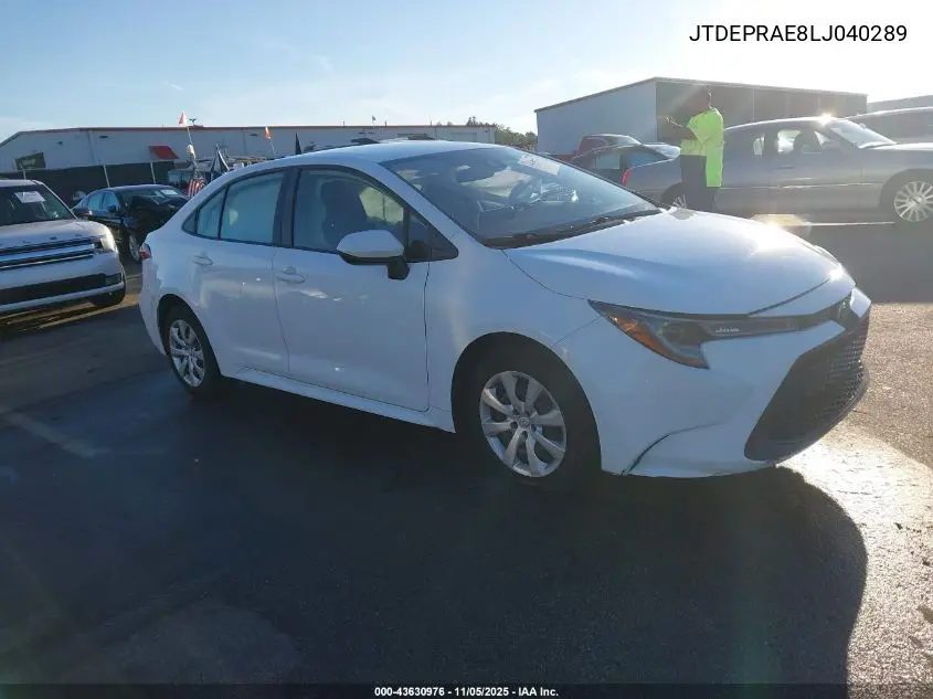 JTDEPRAE8LJ040289 2020 Toyota Corolla Le