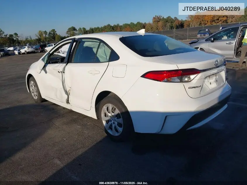 JTDEPRAE8LJ040289 2020 Toyota Corolla Le