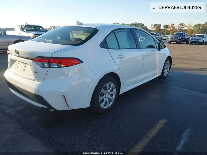 JTDEPRAE8LJ040289 2020 Toyota Corolla Le