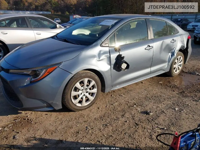 JTDEPRAE3LJ100592 2020 Toyota Corolla Le