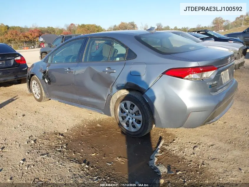 JTDEPRAE3LJ100592 2020 Toyota Corolla Le