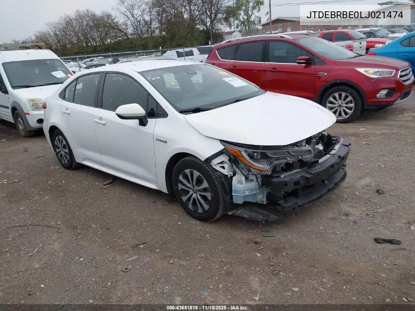 JTDEBRBE0LJ021474 2020 Toyota Corolla Hybrid Le