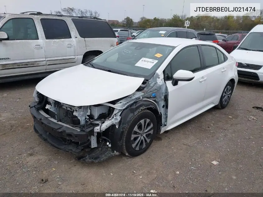 JTDEBRBE0LJ021474 2020 Toyota Corolla Hybrid Le