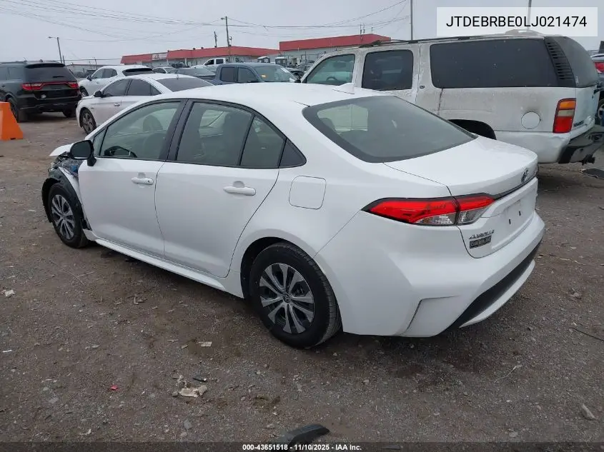 JTDEBRBE0LJ021474 2020 Toyota Corolla Hybrid Le