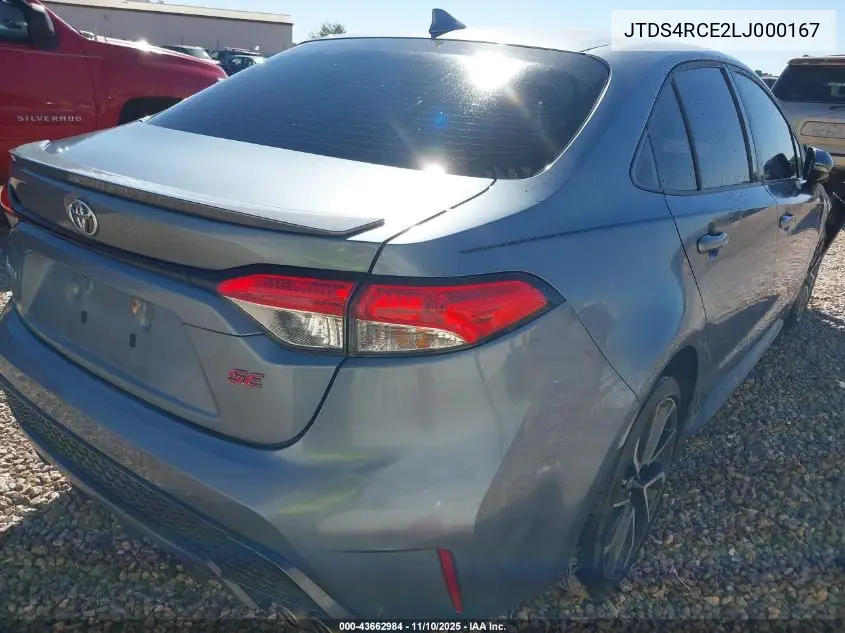 JTDS4RCE2LJ000167 2020 Toyota Corolla Se/Night Shade