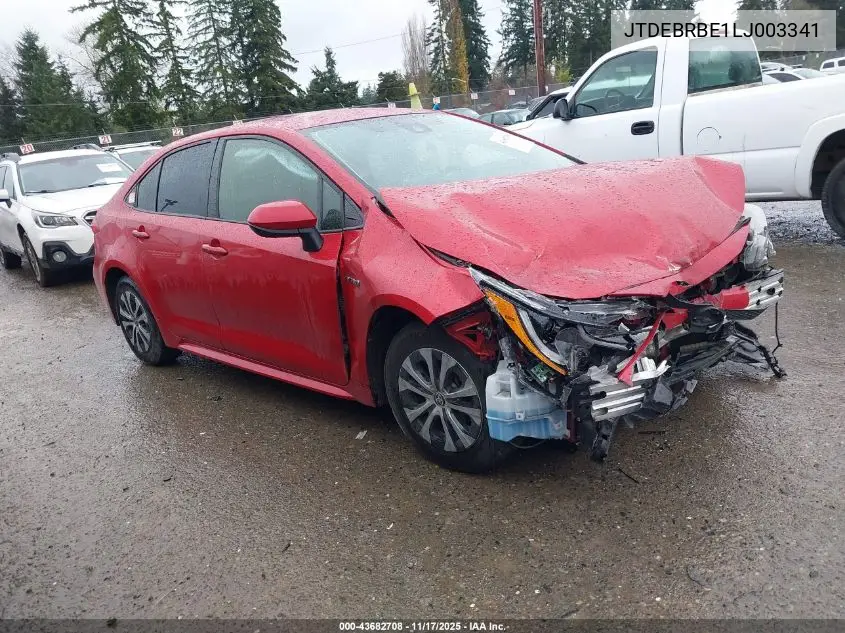 JTDEBRBE1LJ003341 2020 Toyota Corolla Hybrid Le
