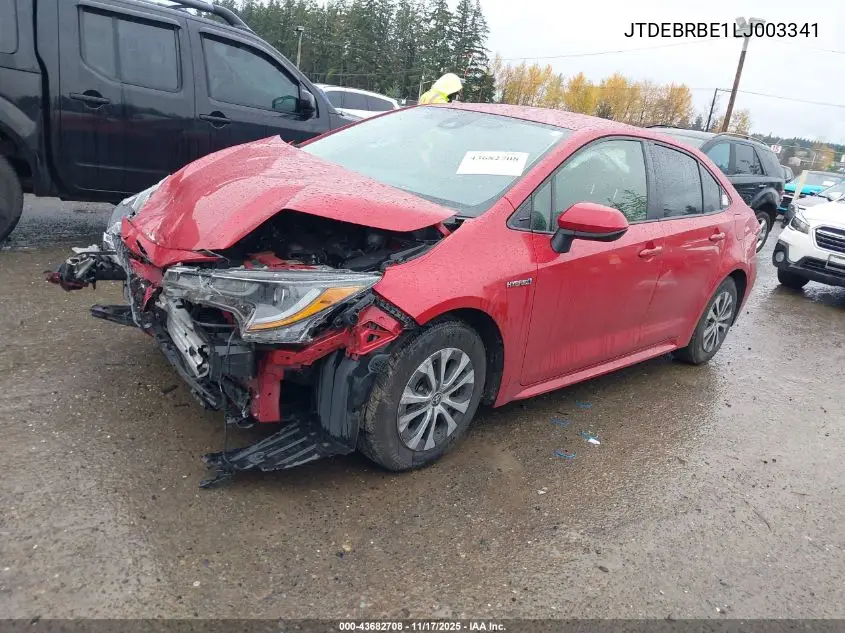 JTDEBRBE1LJ003341 2020 Toyota Corolla Hybrid Le