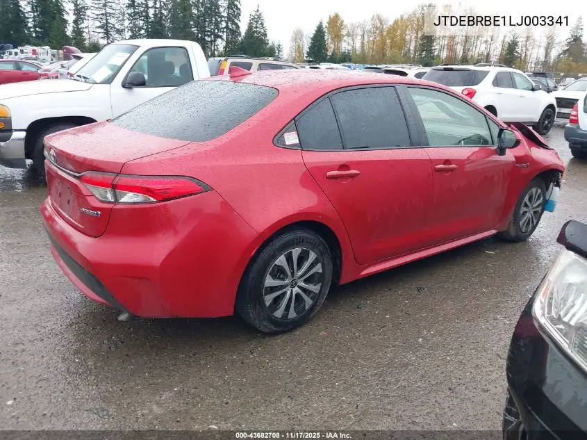 JTDEBRBE1LJ003341 2020 Toyota Corolla Hybrid Le