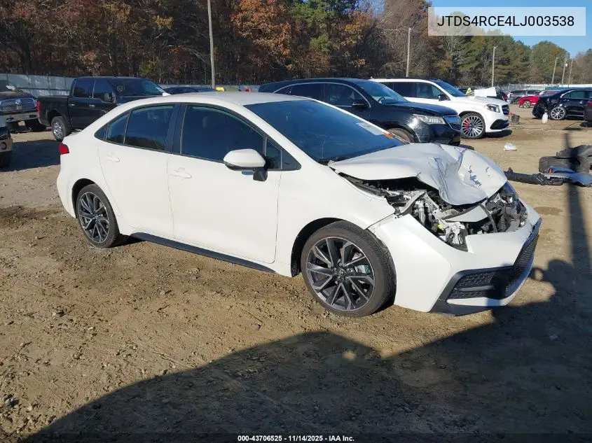 JTDS4RCE4LJ003538 2020 Toyota Corolla Se