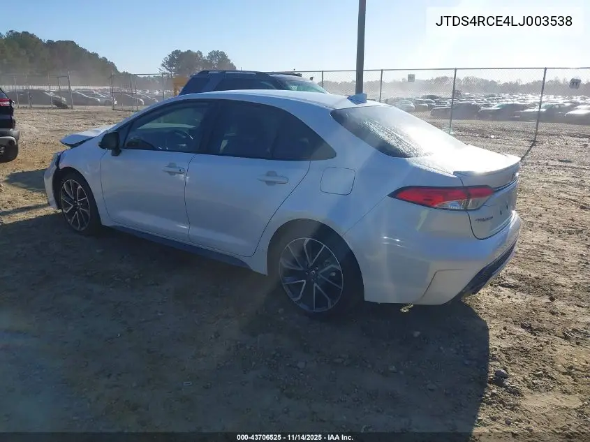 JTDS4RCE4LJ003538 2020 Toyota Corolla Se