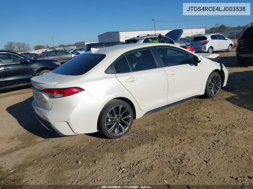 JTDS4RCE4LJ003538 2020 Toyota Corolla Se