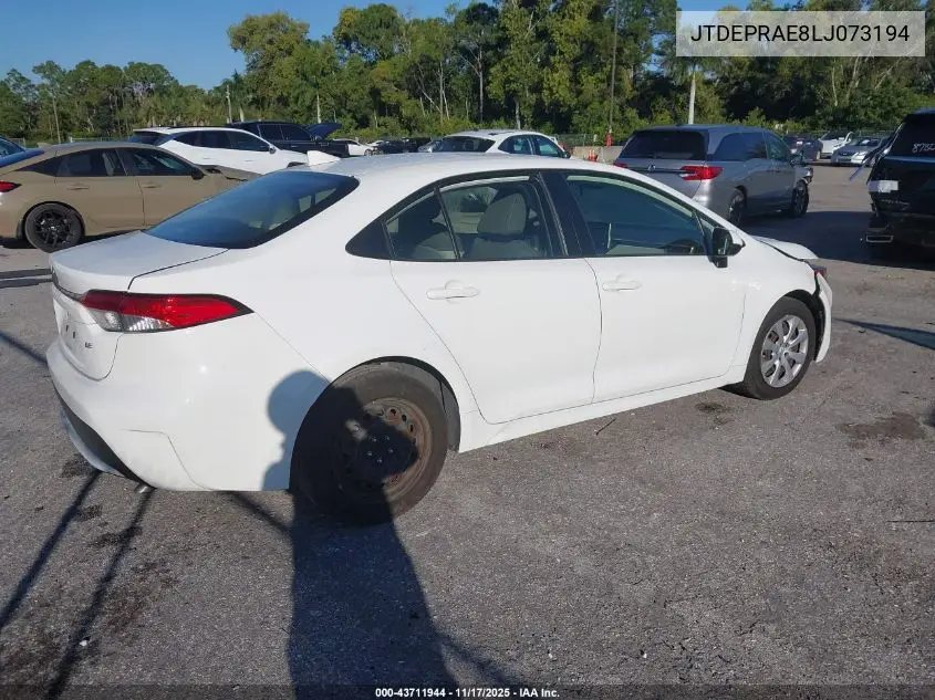 JTDEPRAE8LJ073194 2020 Toyota Corolla Le