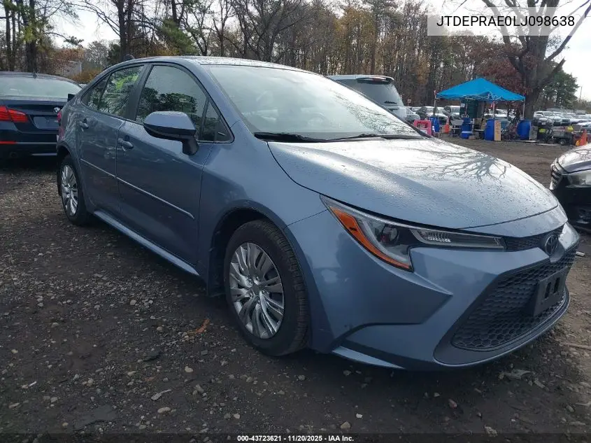 JTDEPRAE0LJ098638 2020 Toyota Corolla Le