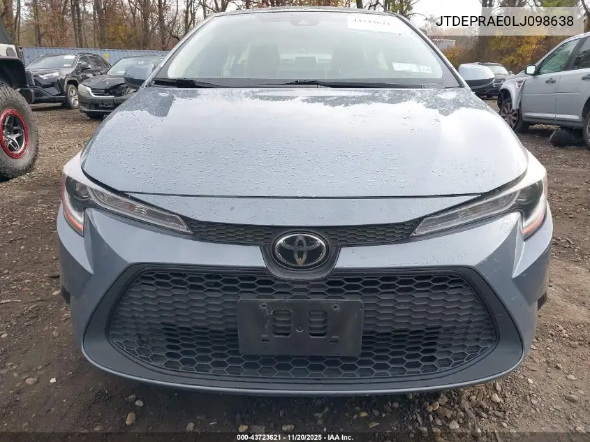 JTDEPRAE0LJ098638 2020 Toyota Corolla Le