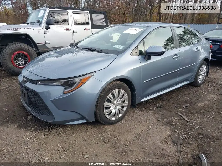 JTDEPRAE0LJ098638 2020 Toyota Corolla Le
