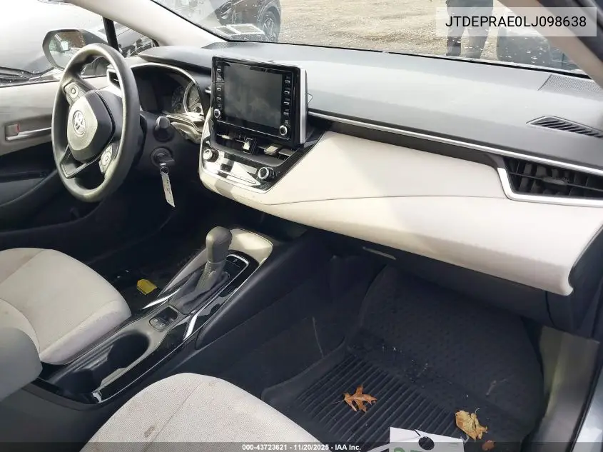 JTDEPRAE0LJ098638 2020 Toyota Corolla Le