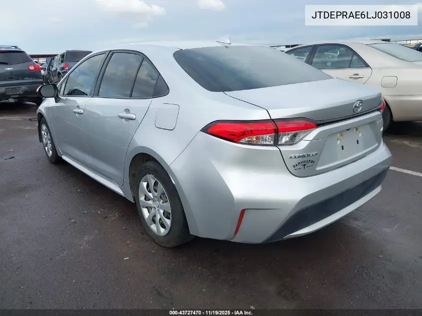 JTDEPRAE6LJ031008 2020 Toyota Corolla Le