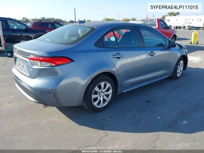 5YFEPRAE4LP111015 2020 Toyota Corolla Le