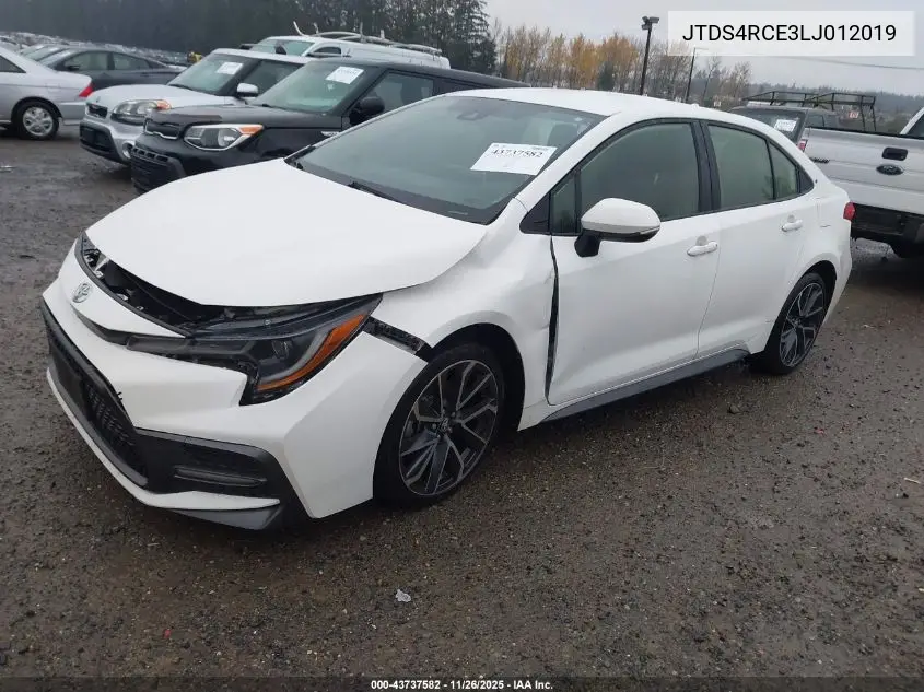 JTDS4RCE3LJ012019 2020 Toyota Corolla Se