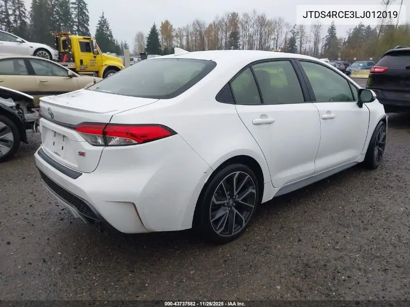 JTDS4RCE3LJ012019 2020 Toyota Corolla Se